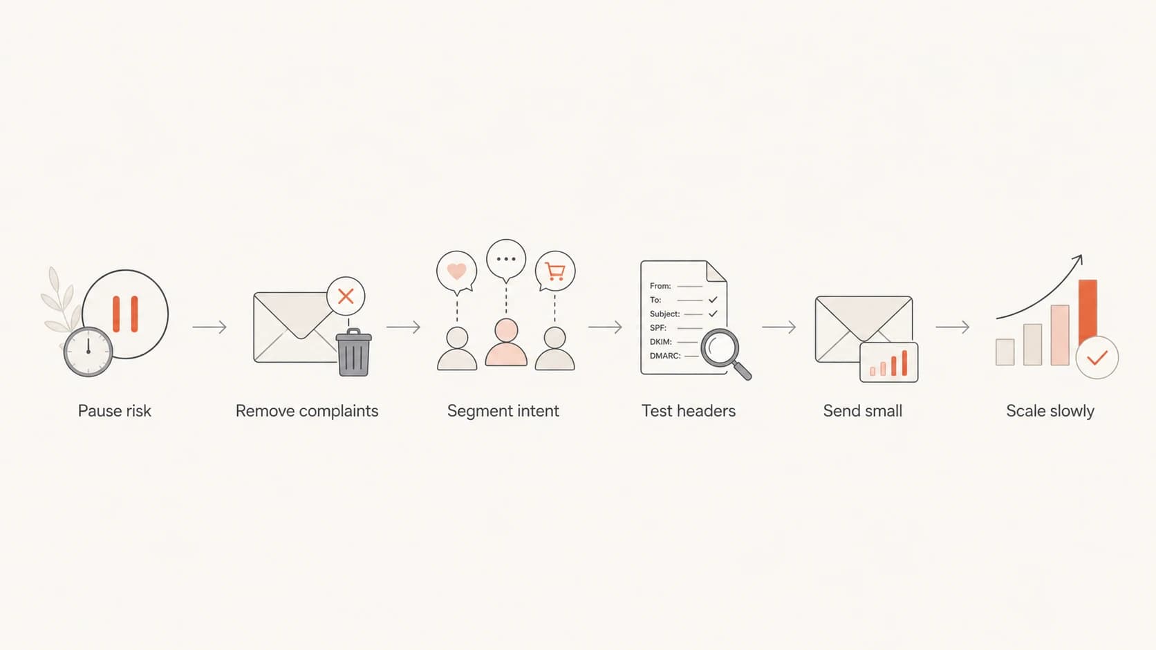 A six-step Outlook SCL recovery flow.