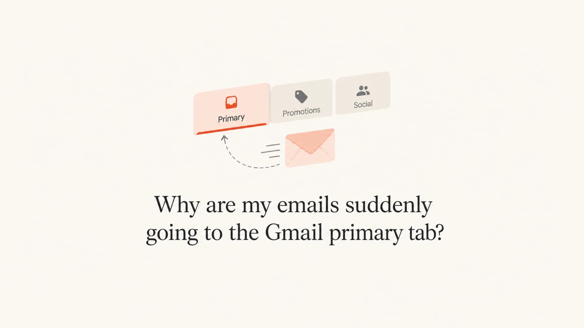 Email envelope moving into a Gmail Primary tab.