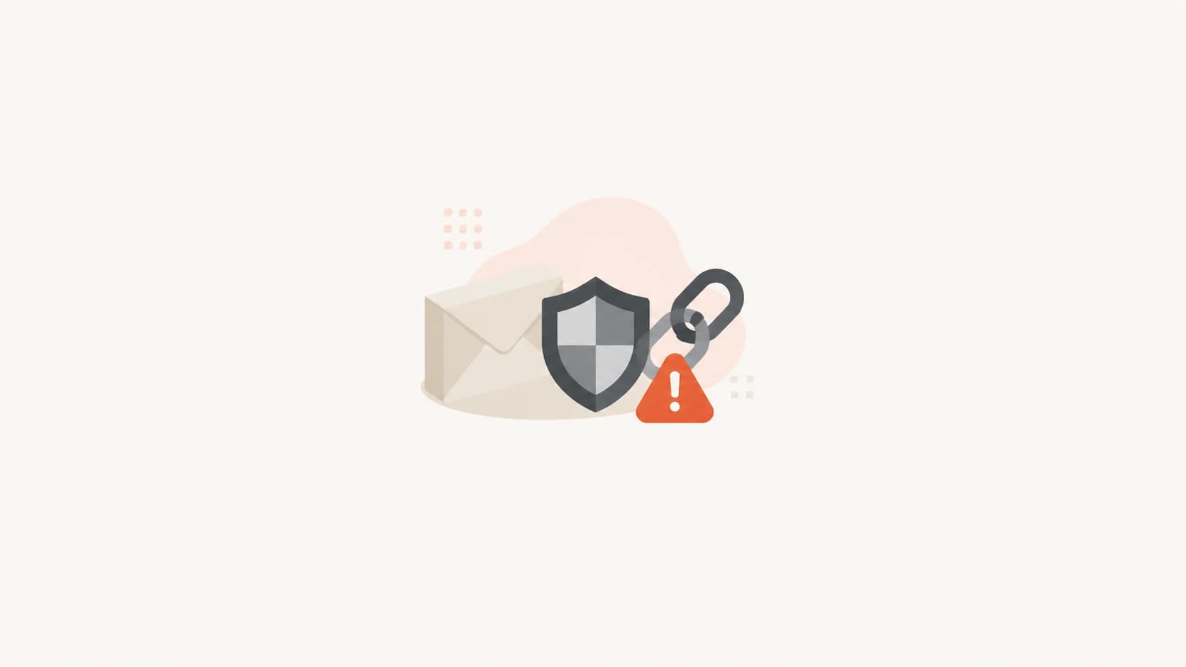 An email security warning concept with an envelope, shield, and link icon.