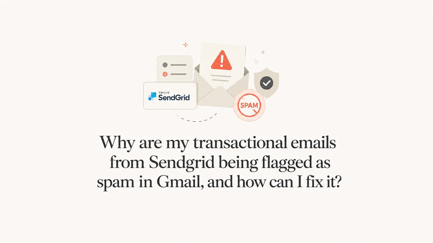 A calm editorial thumbnail about SendGrid transactional emails landing in Gmail spam.
