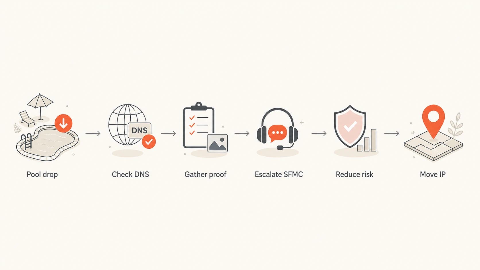 Flowchart for responding to SFMC shared IP reputation damage.