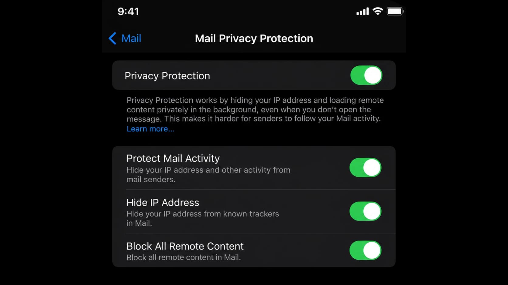 Apple Mail privacy settings affecting remote image loading.
