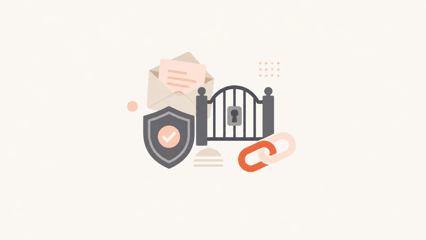 A safe email link path with a gate between an email and a restricted website.