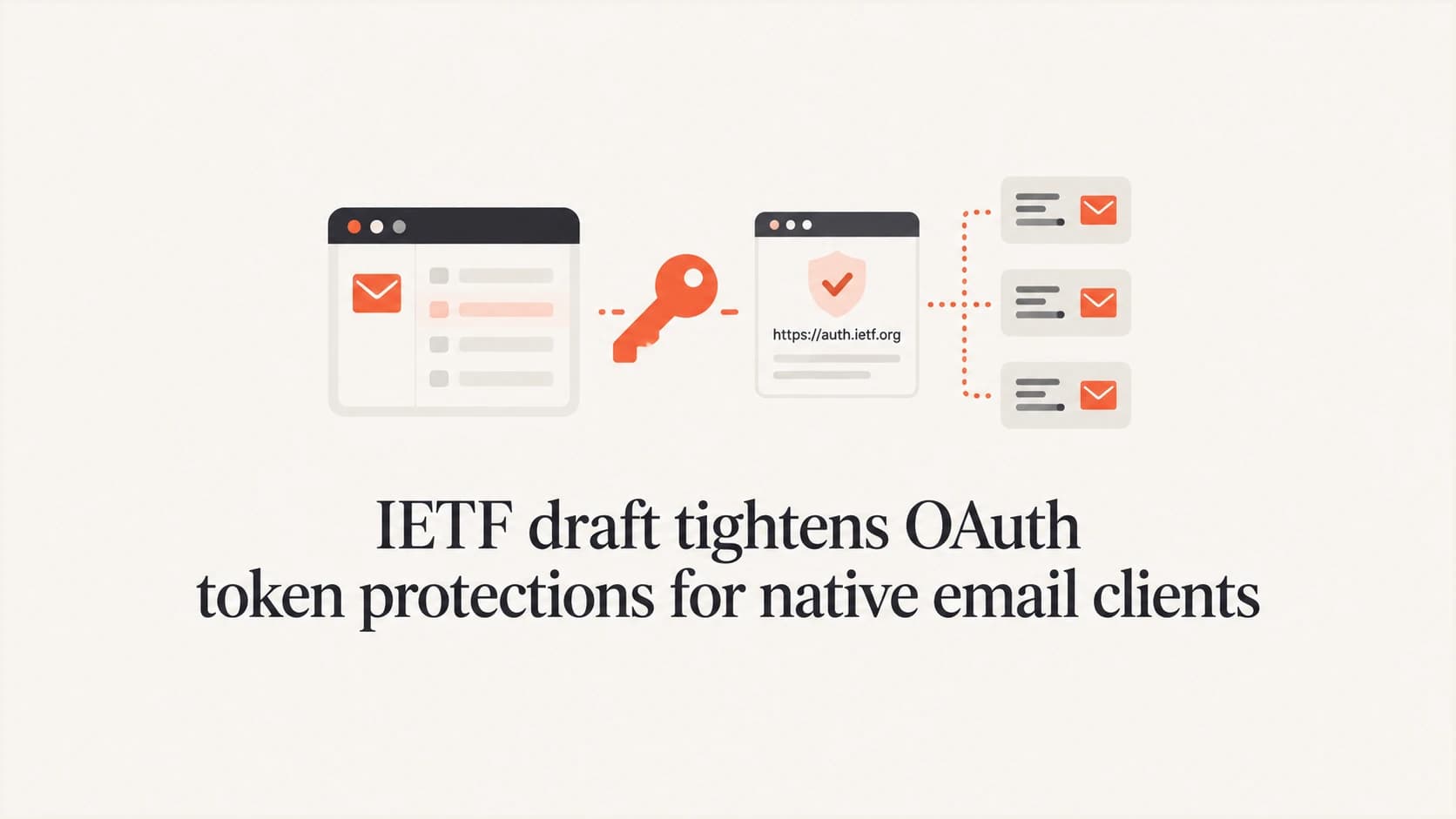 OAuth tokens routed between a native mail client and approved servers