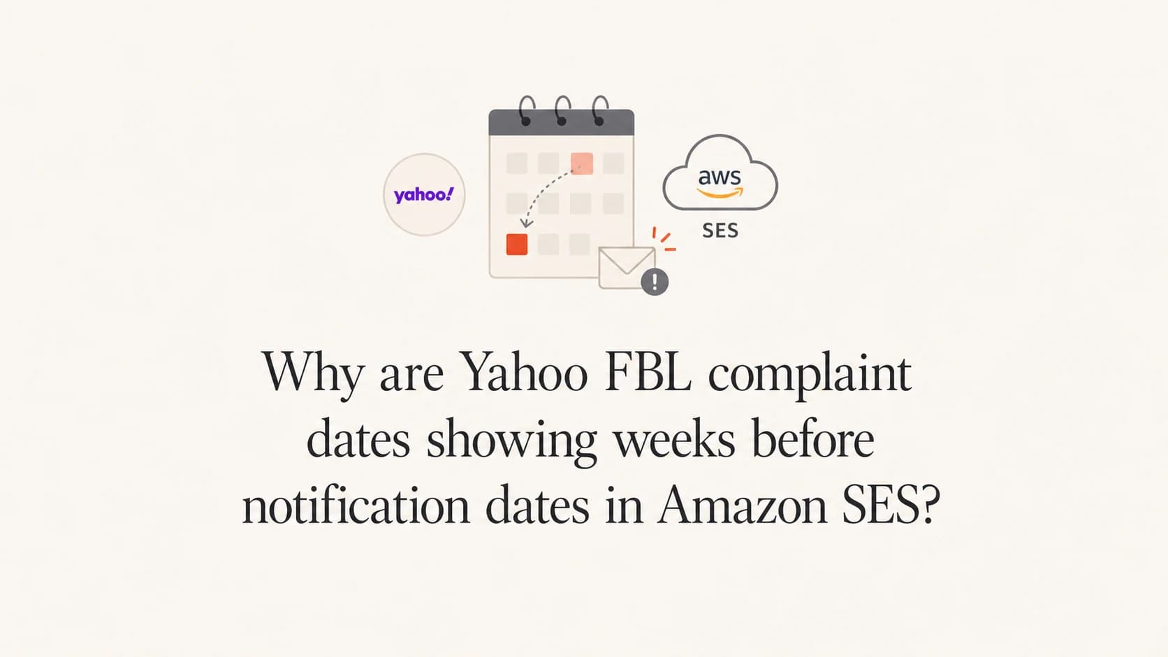 Yahoo FBL and Amazon SES complaint timestamps shown as a simple date gap.