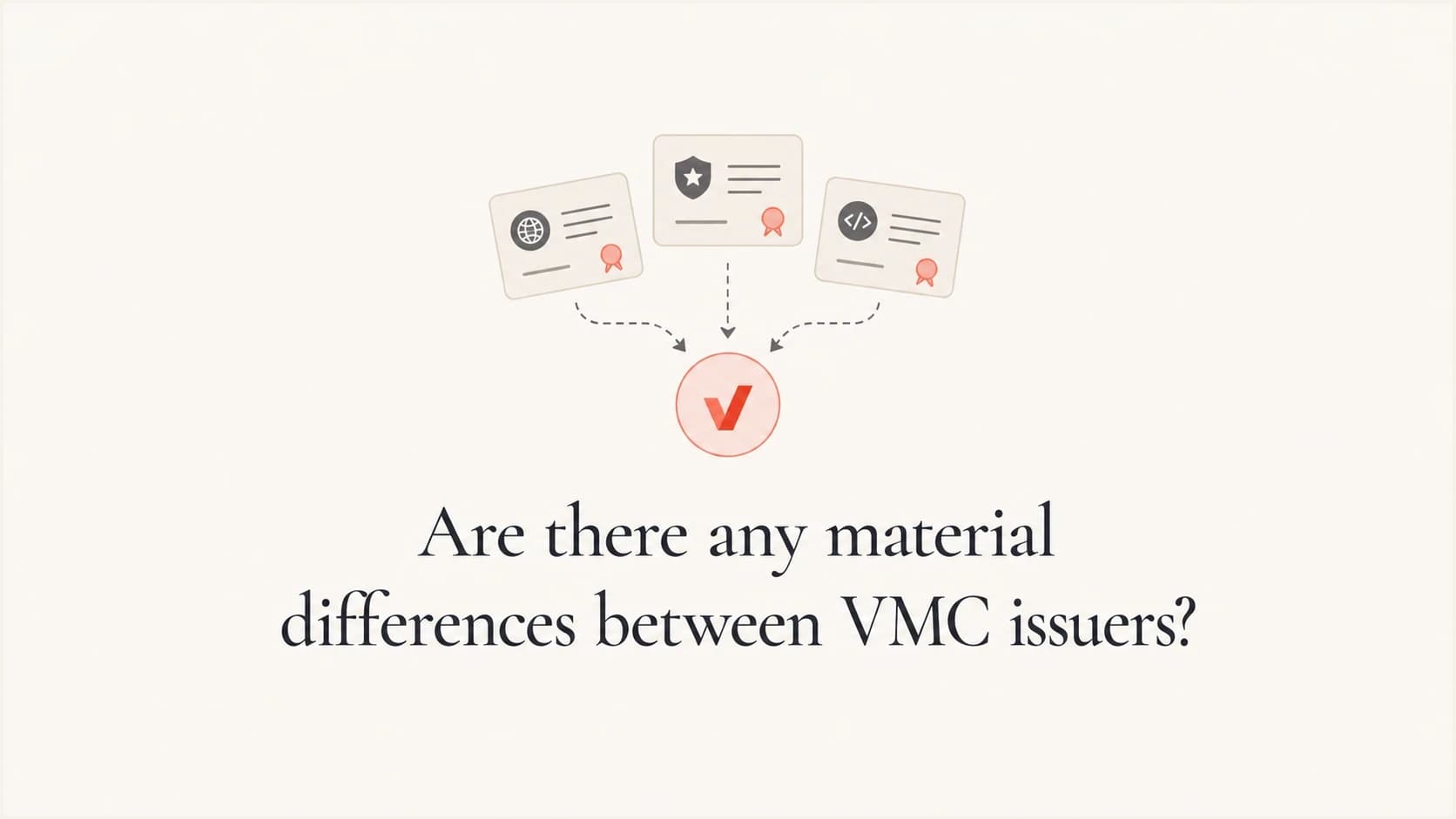 Three certificate tiles lead to one verified brand mark.