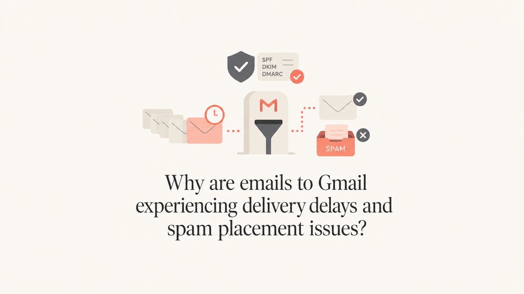 Editorial thumbnail about Gmail delivery delays and spam placement.