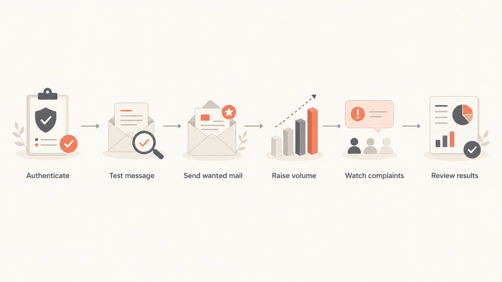 Flowchart showing a safer workflow before using email warm-up.