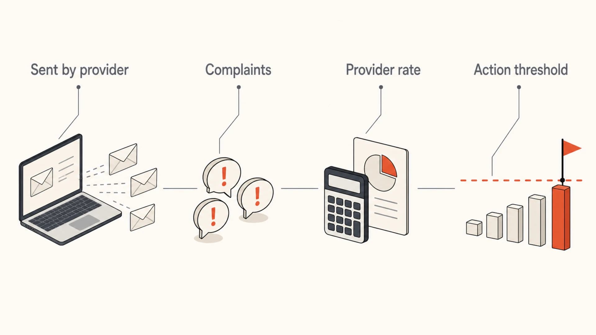 Infographic explaining that complaint rate should be calculated by mailbox provider.