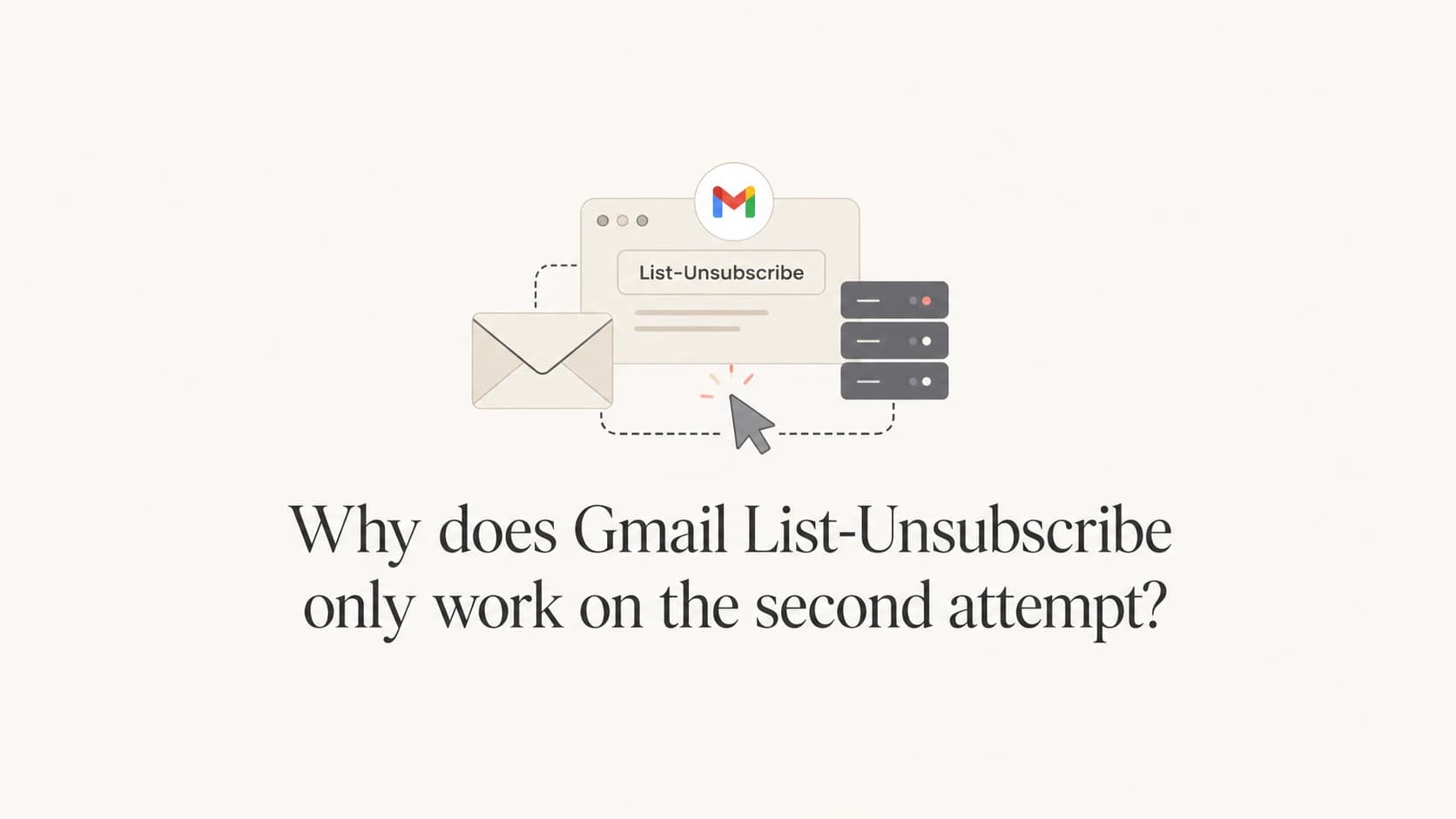 Gmail List-Unsubscribe second attempt explained with a POST endpoint visual.