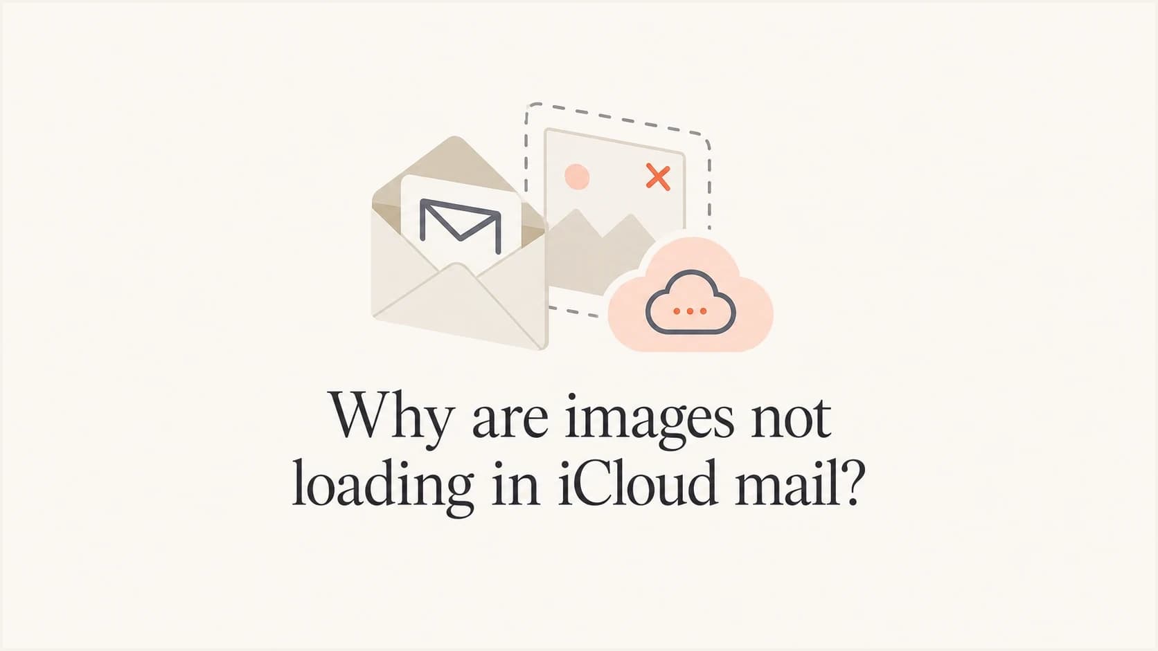 iCloud Mail image loading issue shown as an email with a missing image placeholder.