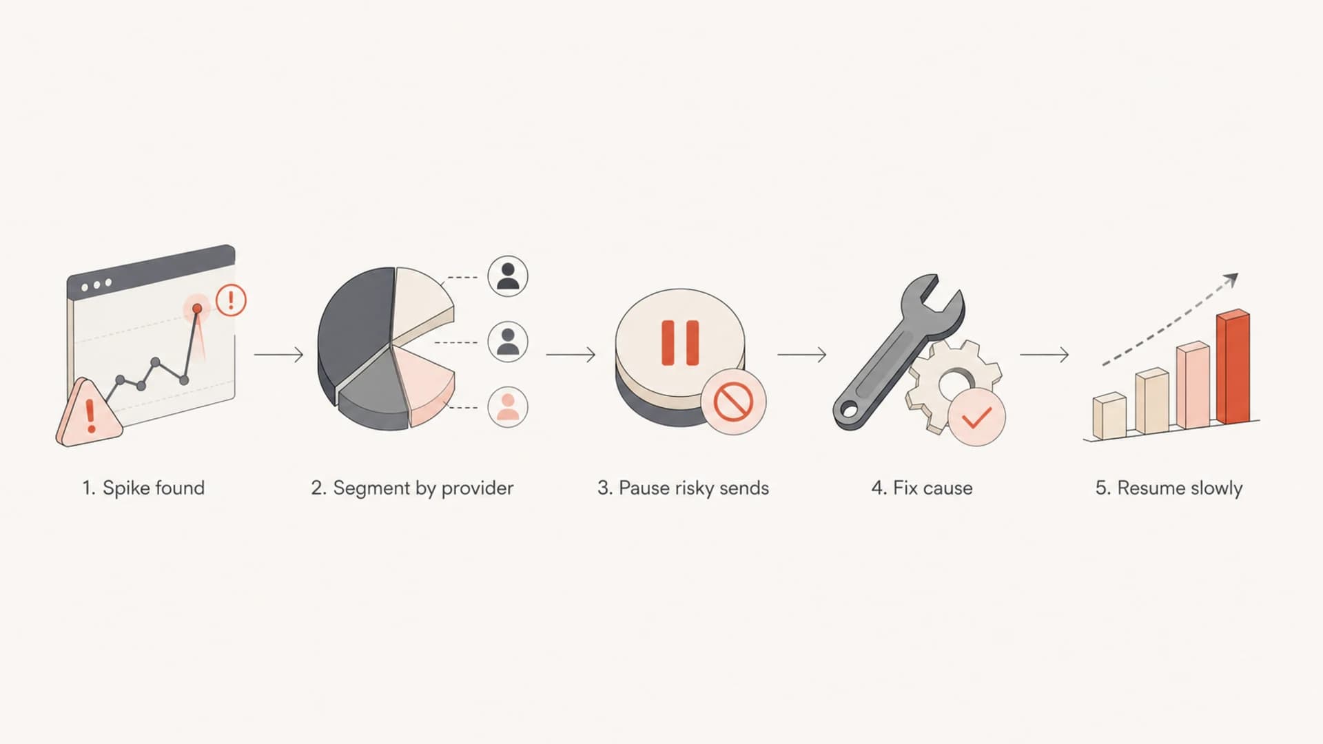 Flowchart showing how to respond to a complaint rate spike.