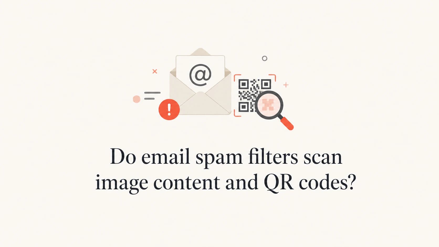 Email thumbnail with a QR code and magnifying glass.