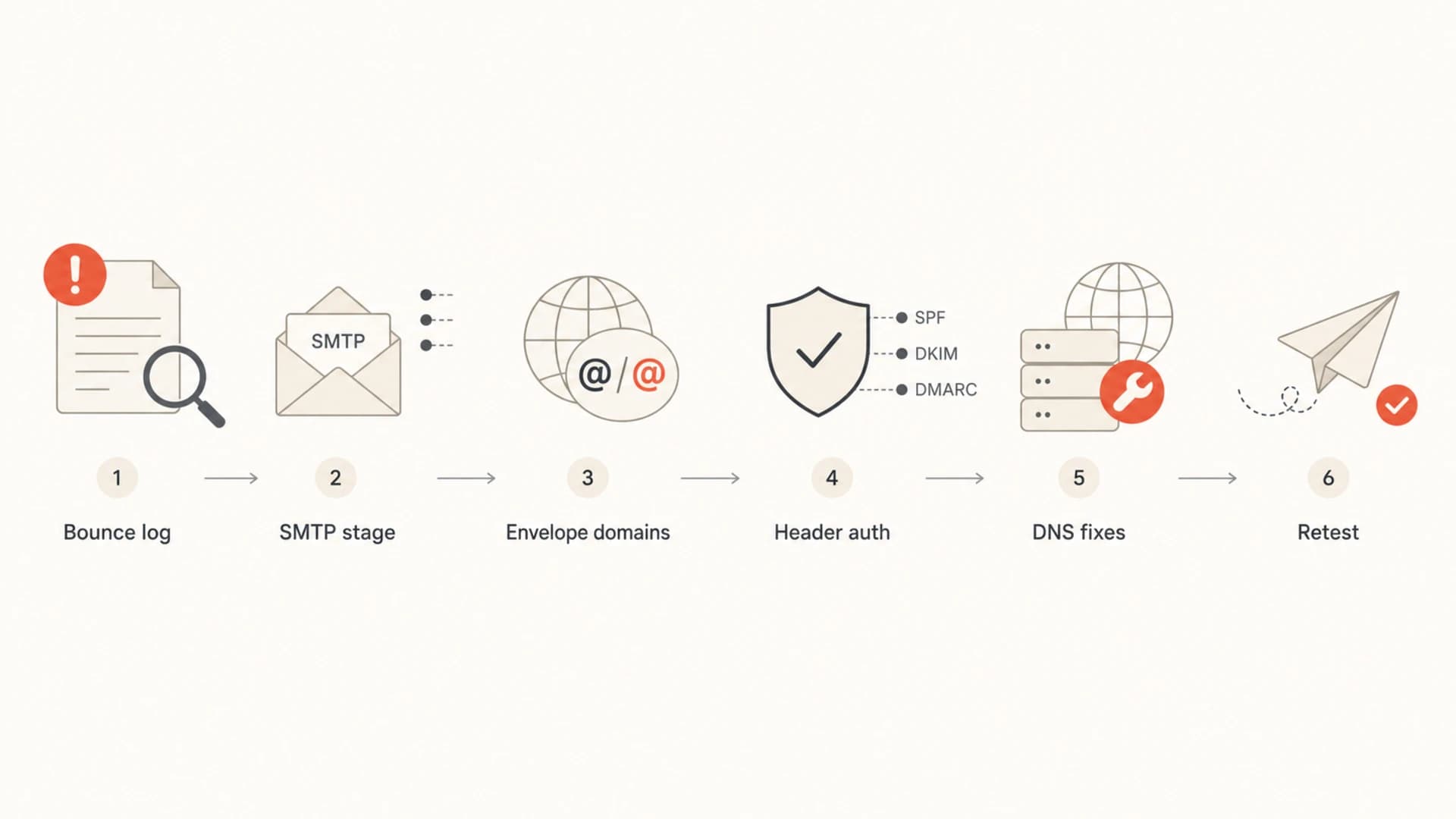 Flowchart for diagnosing Virgilio and Libero 550 Invalid Domain bounces.