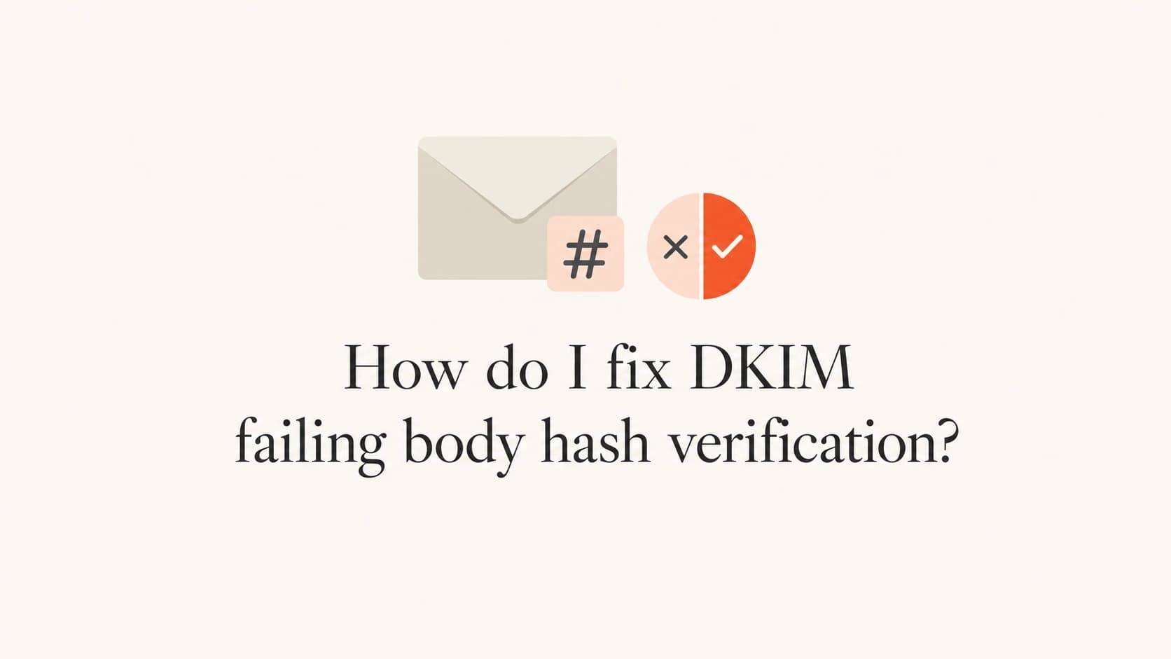 DKIM body hash verification failure shown as a signed email and hash check.