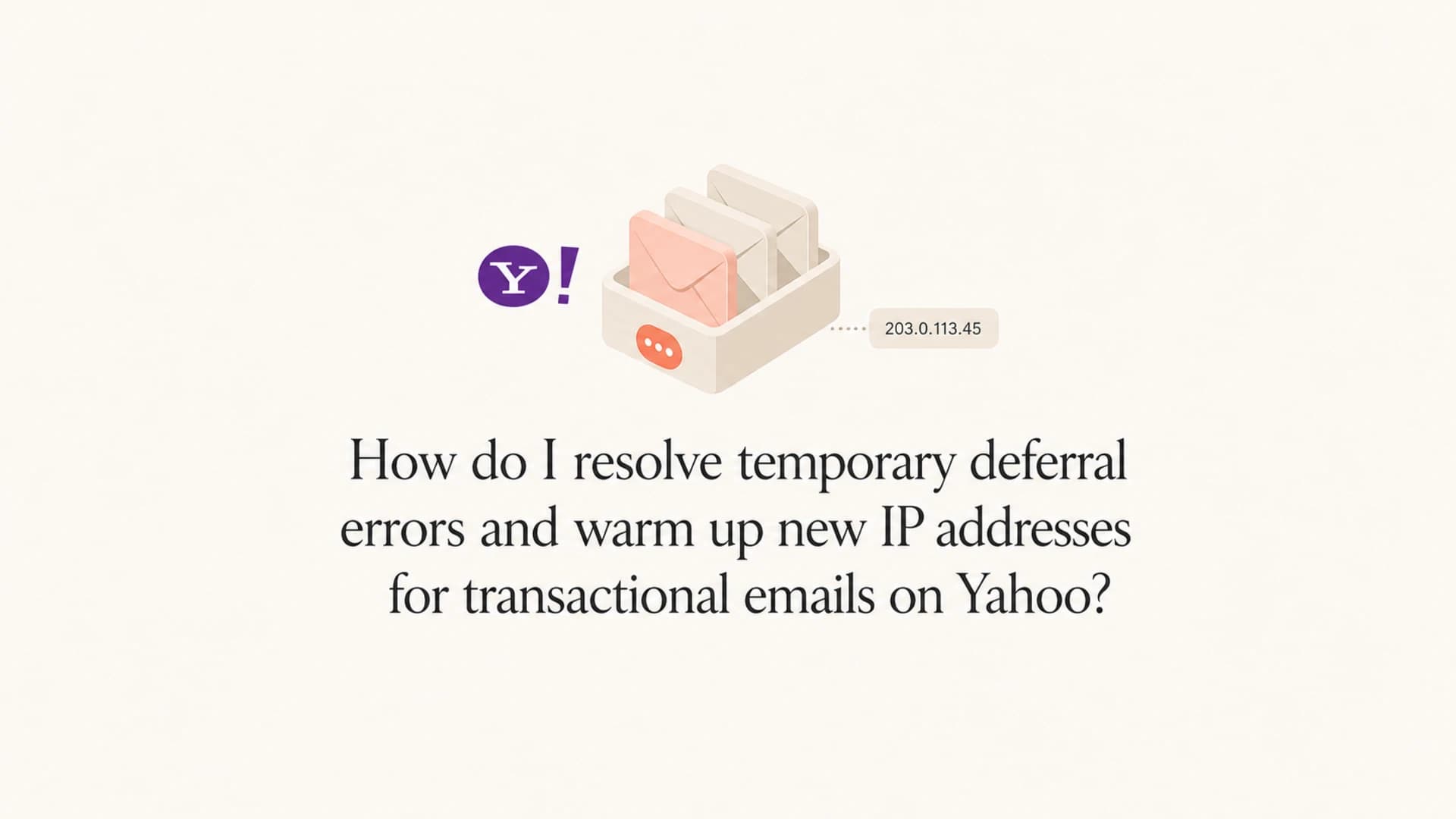 Editorial thumbnail about fixing Yahoo TSS04 deferrals during IP warm-up.