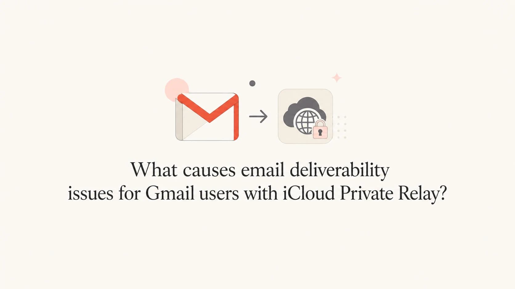 A calm editorial thumbnail showing Gmail, Apple relay, and a forwarding path.