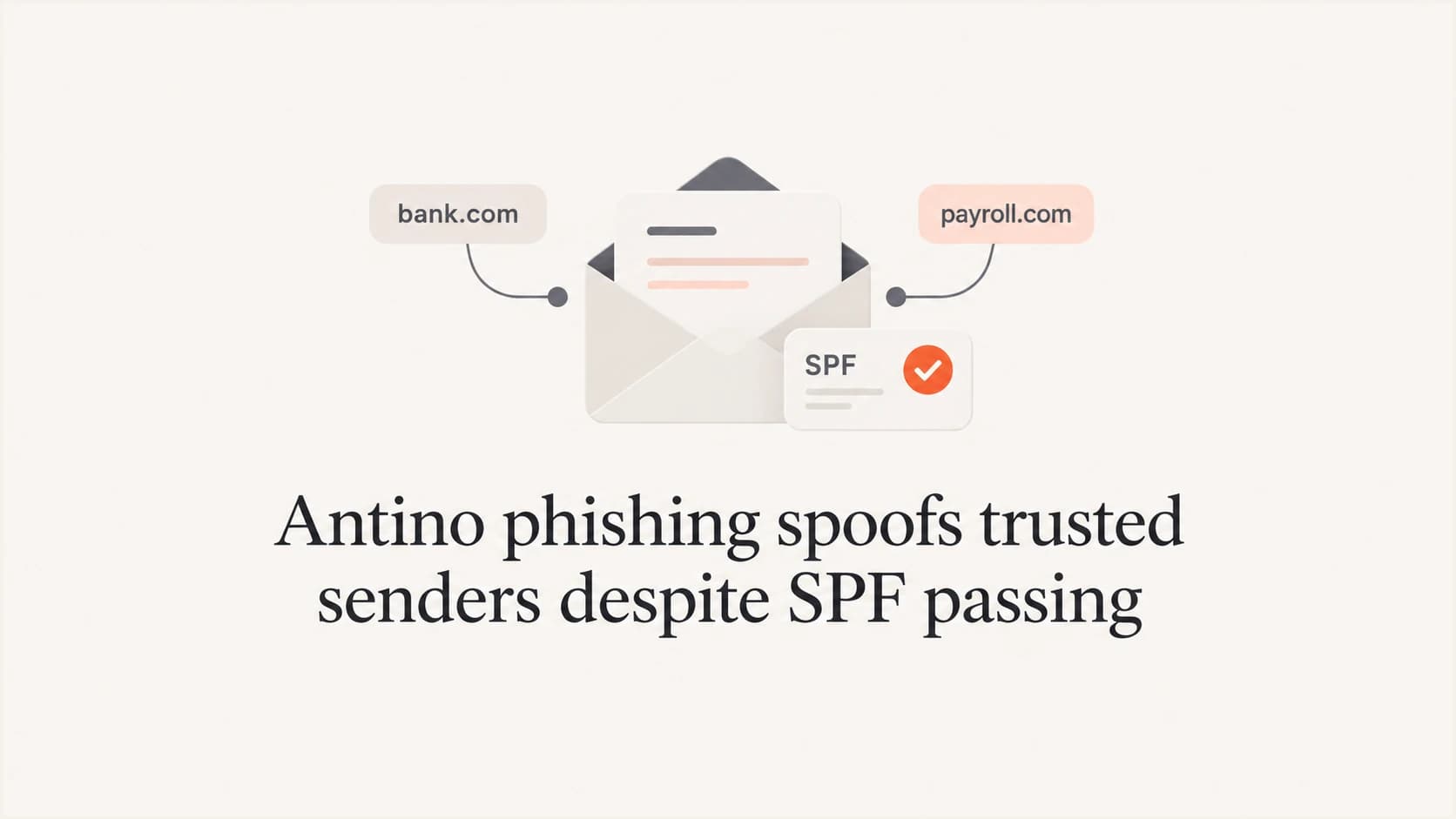Envelope authentication diagram showing SPF pass and DMARC failure