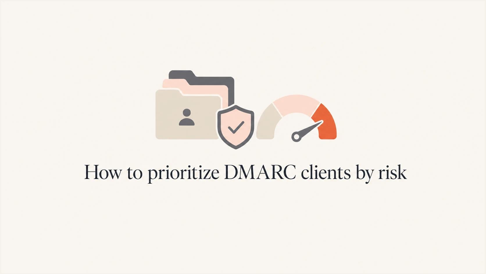 Risk-ranked client folders with a shield and meter for DMARC prioritization
