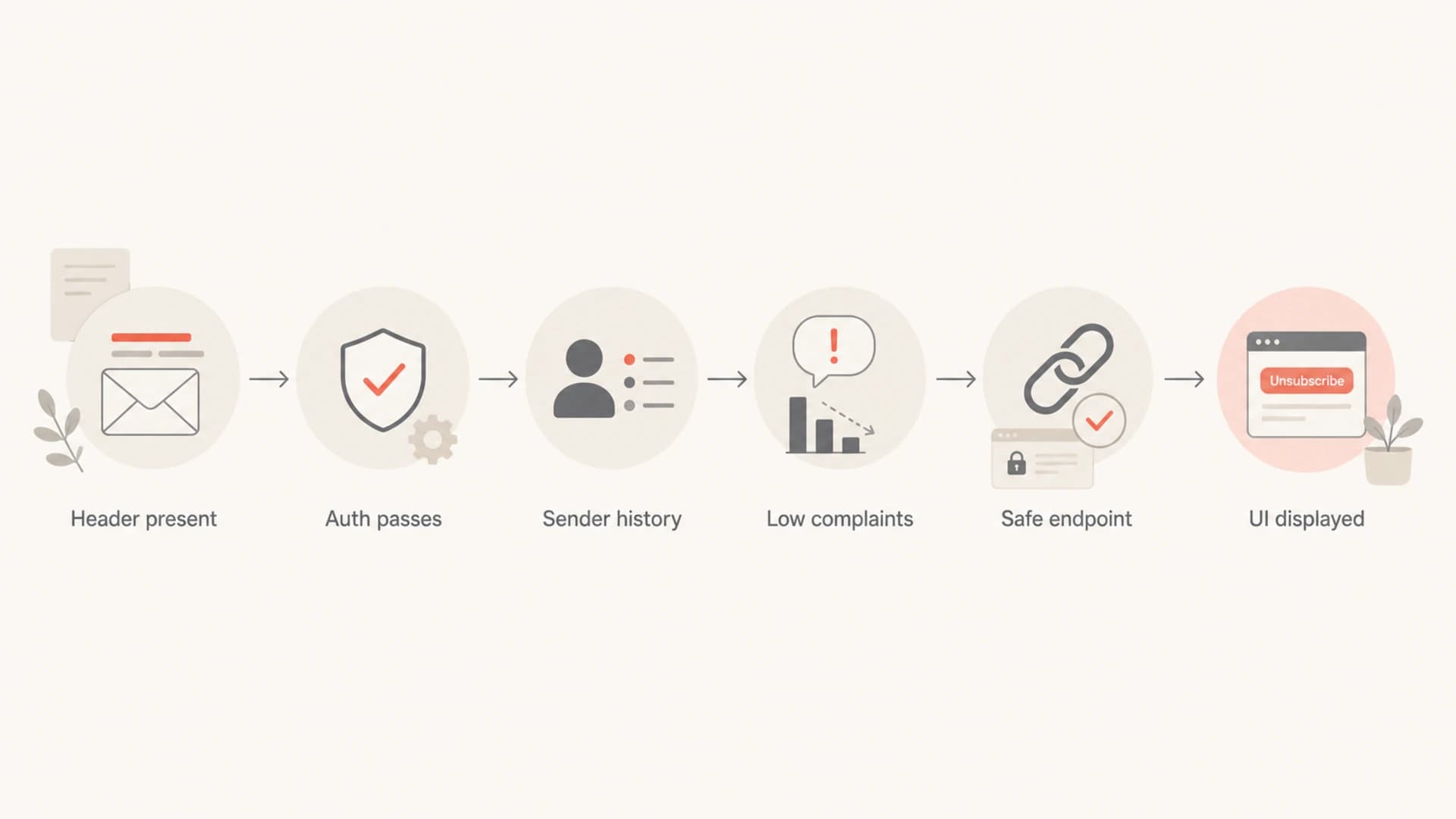 A flowchart showing the signals Gmail checks before showing unsubscribe UI.