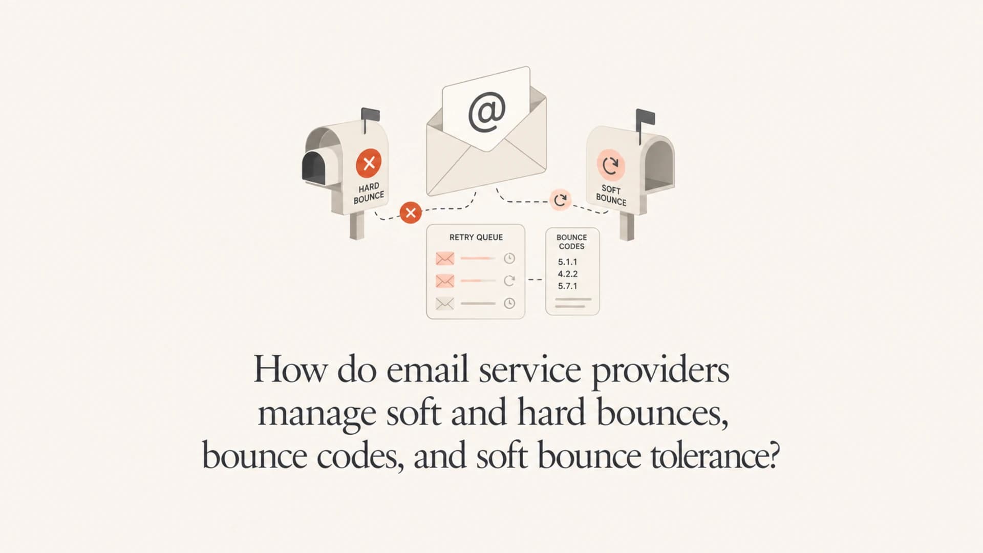 Editorial thumbnail about ESP bounce handling, SMTP codes, and soft bounce tolerance.