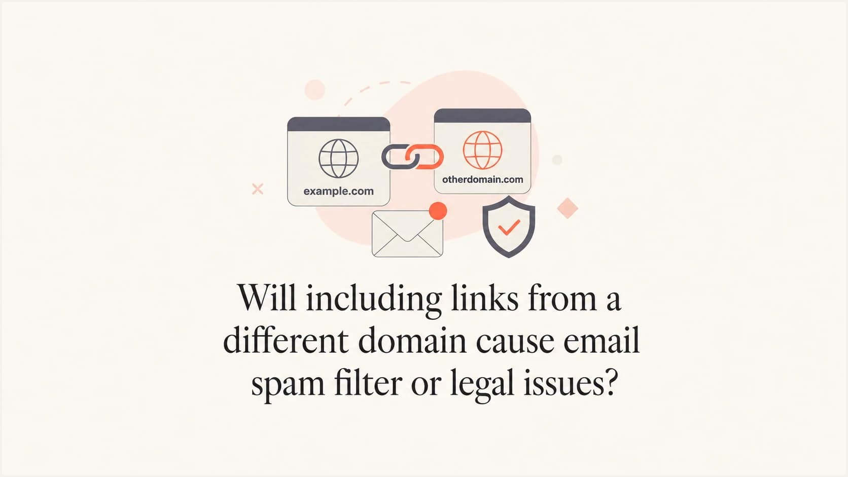 Two linked domain tiles and an email icon showing cross-domain email links.