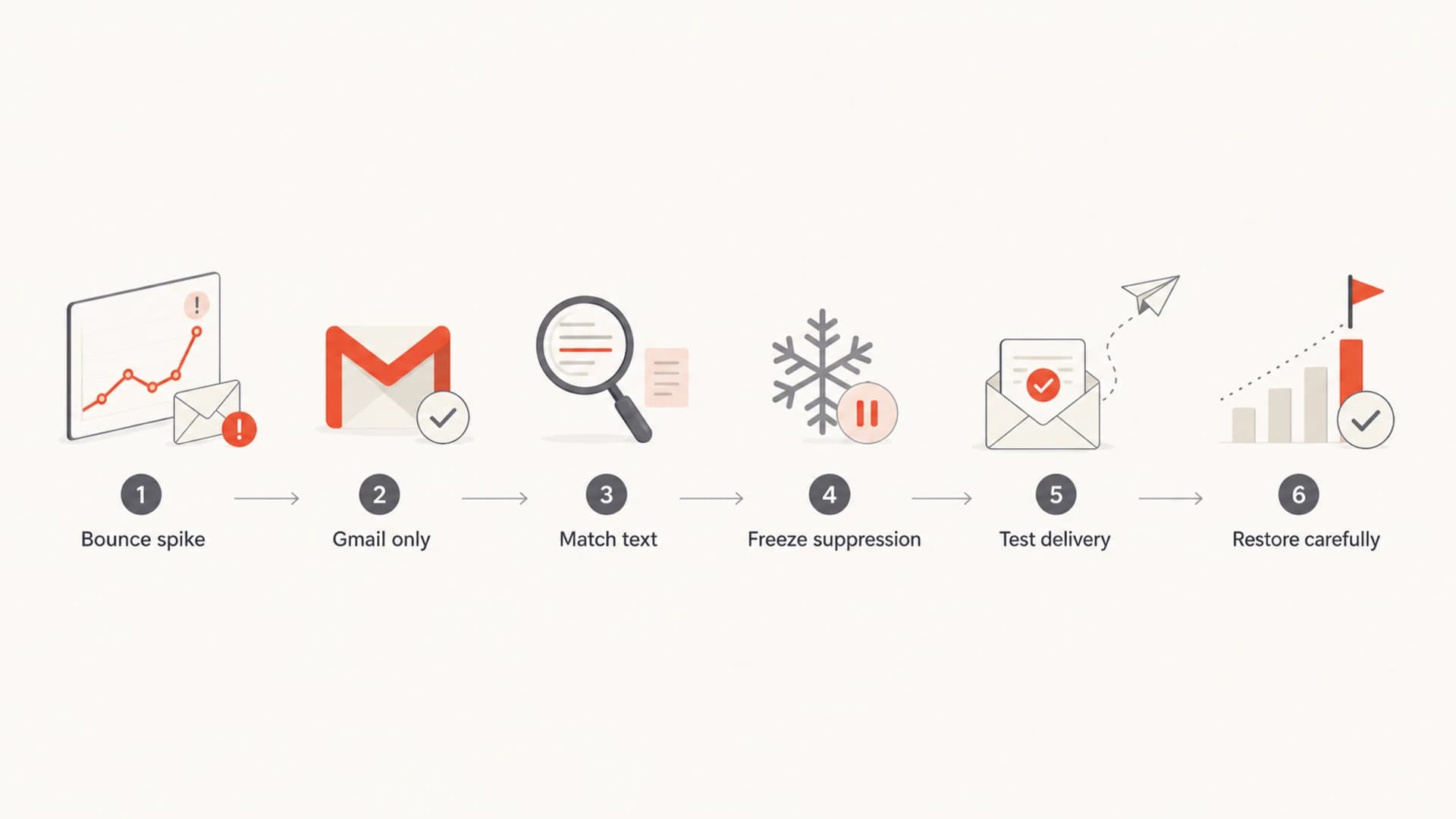 Flowchart for triaging a Gmail bounce spike.