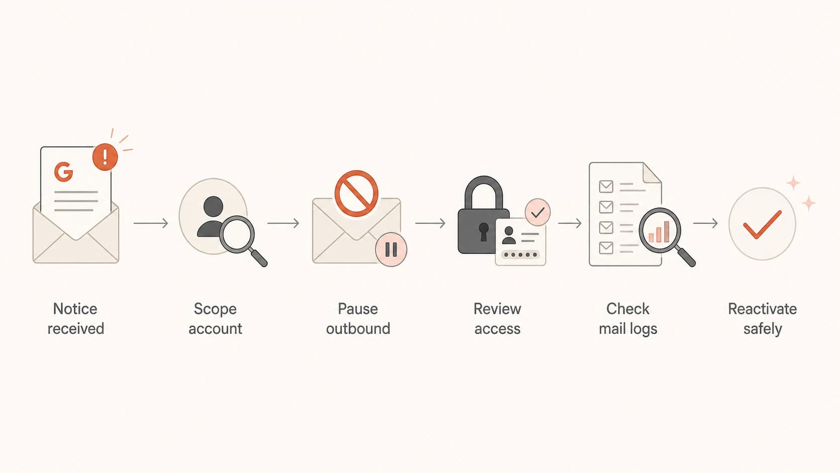 Flowchart for investigating a Google Workspace sending suspension.