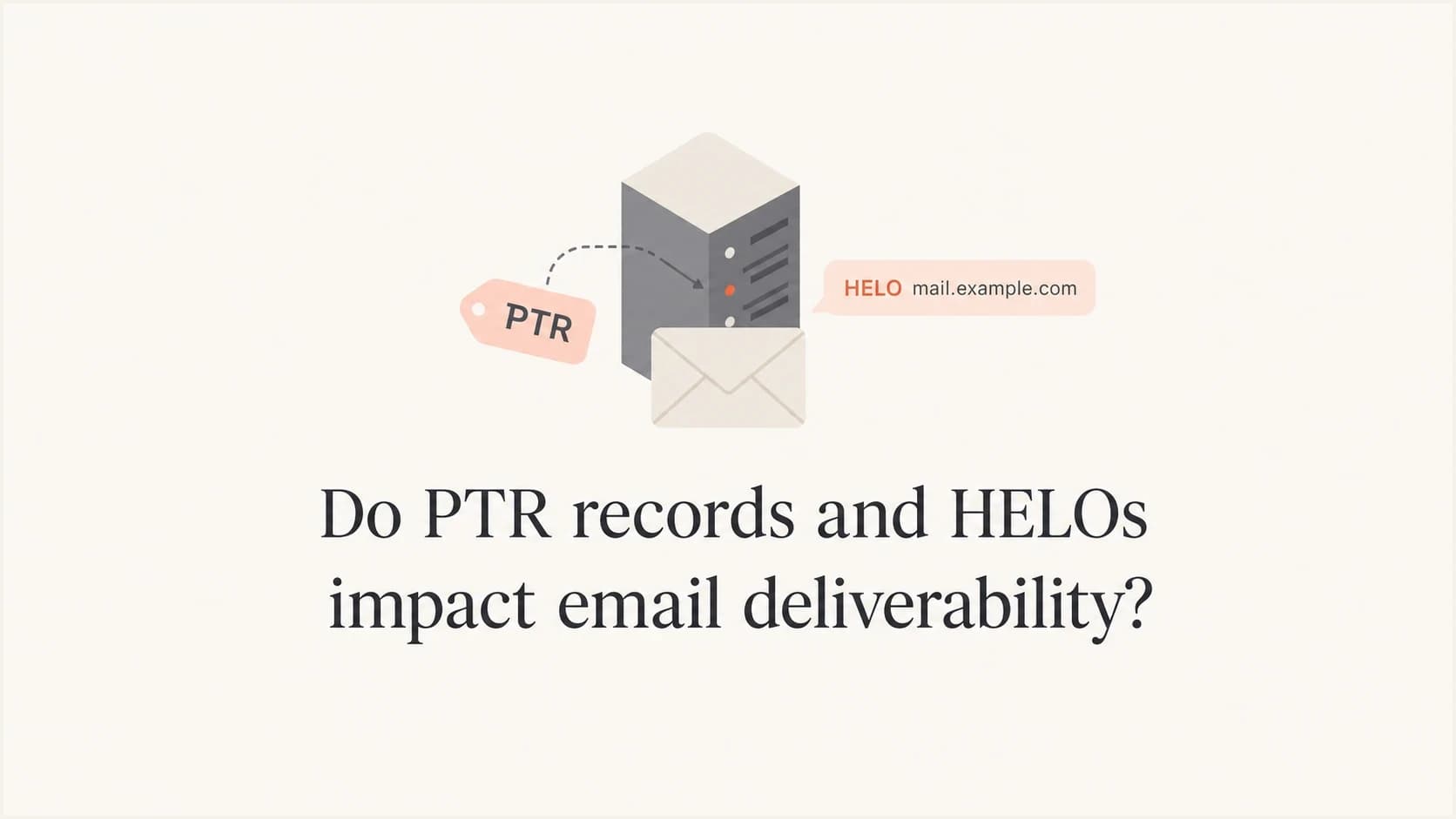 PTR, reverse DNS, and HELO signals shown as a clean email authentication concept image.