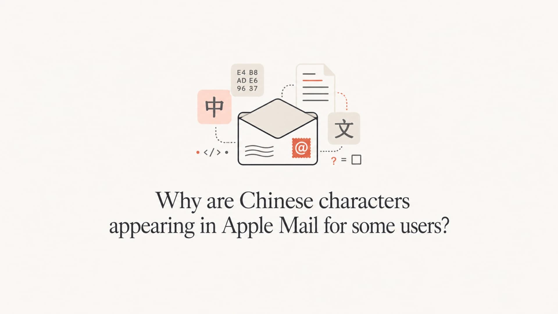 Editorial thumbnail about Chinese characters appearing in Apple Mail.