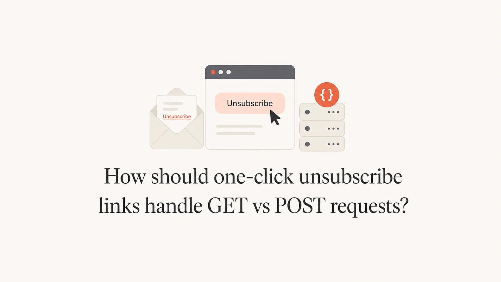 One-click unsubscribe GET and POST handling shown as a simple email workflow.
