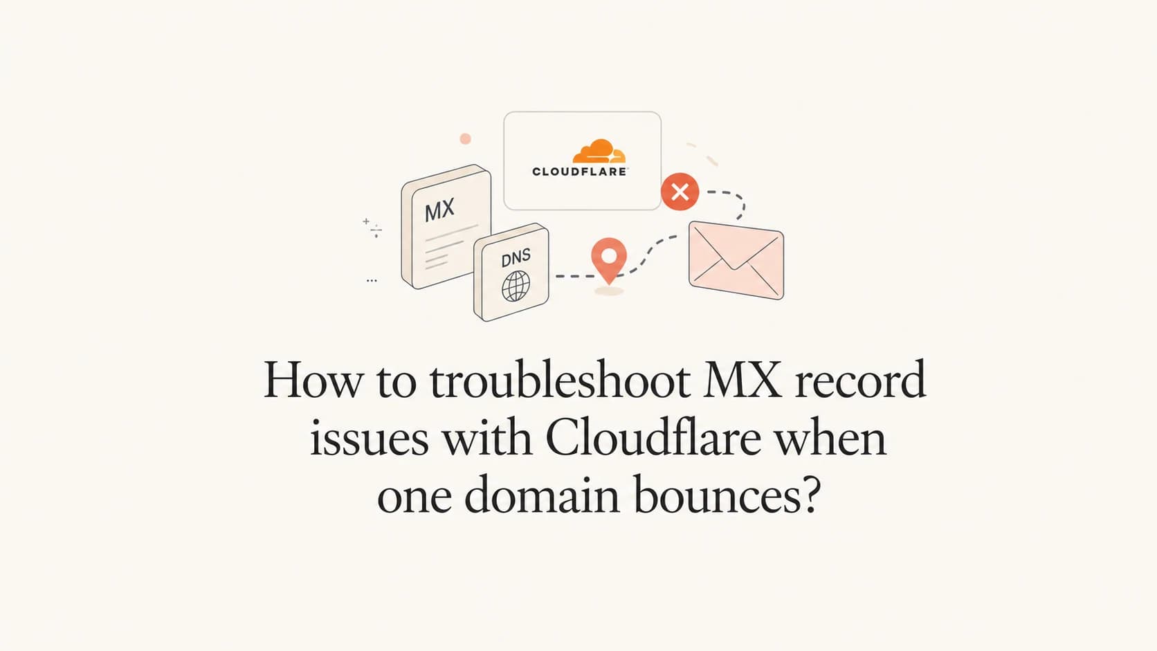 Cloudflare MX troubleshooting thumbnail with DNS records and a mail route.