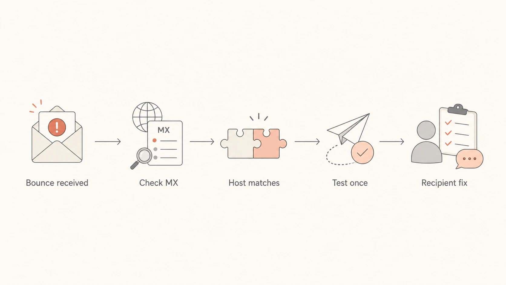 Flowchart showing how to confirm whether the MX bounce is recipient-side.