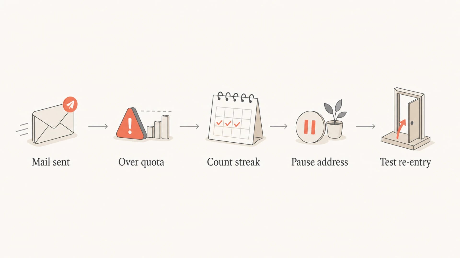 Flowchart showing how to handle repeated over-quota bounces.