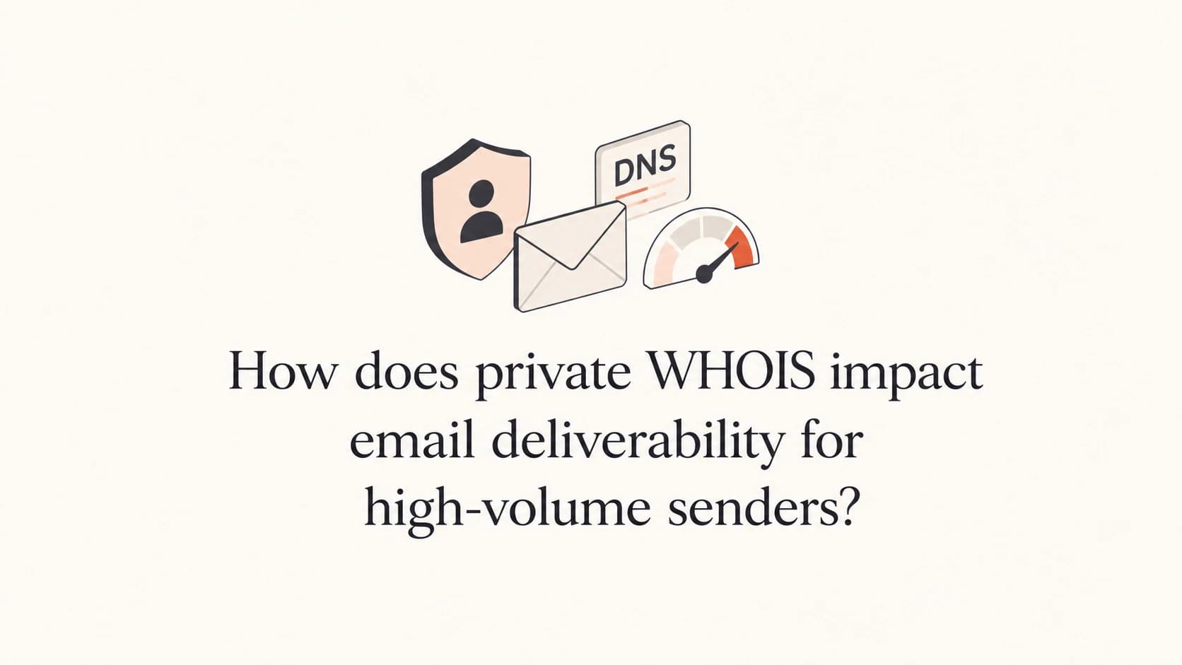 Private WHOIS and email deliverability shown as a privacy shield beside authenticated mail.