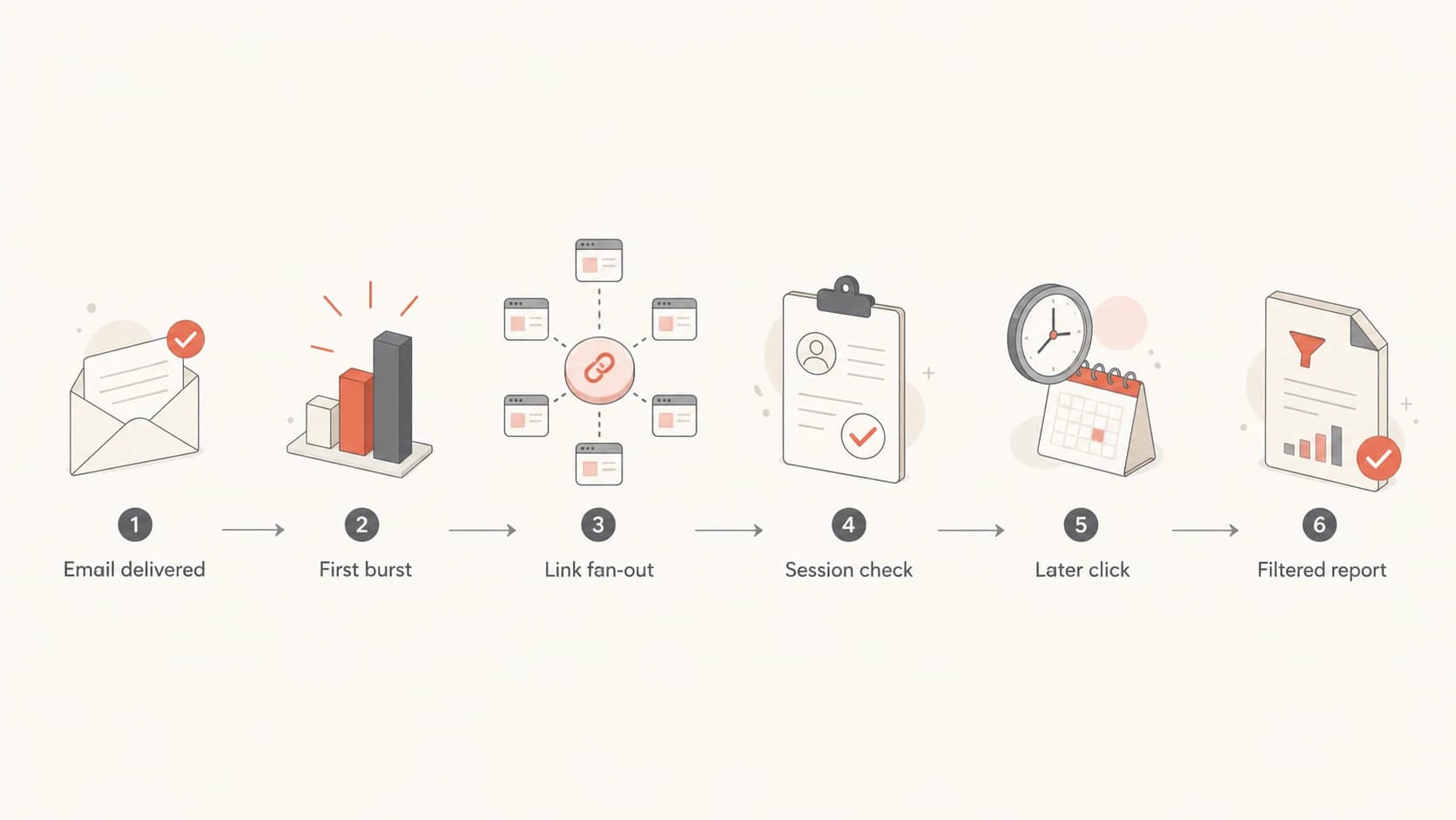 A flowchart for filtering scanner clicks from campaign reports.