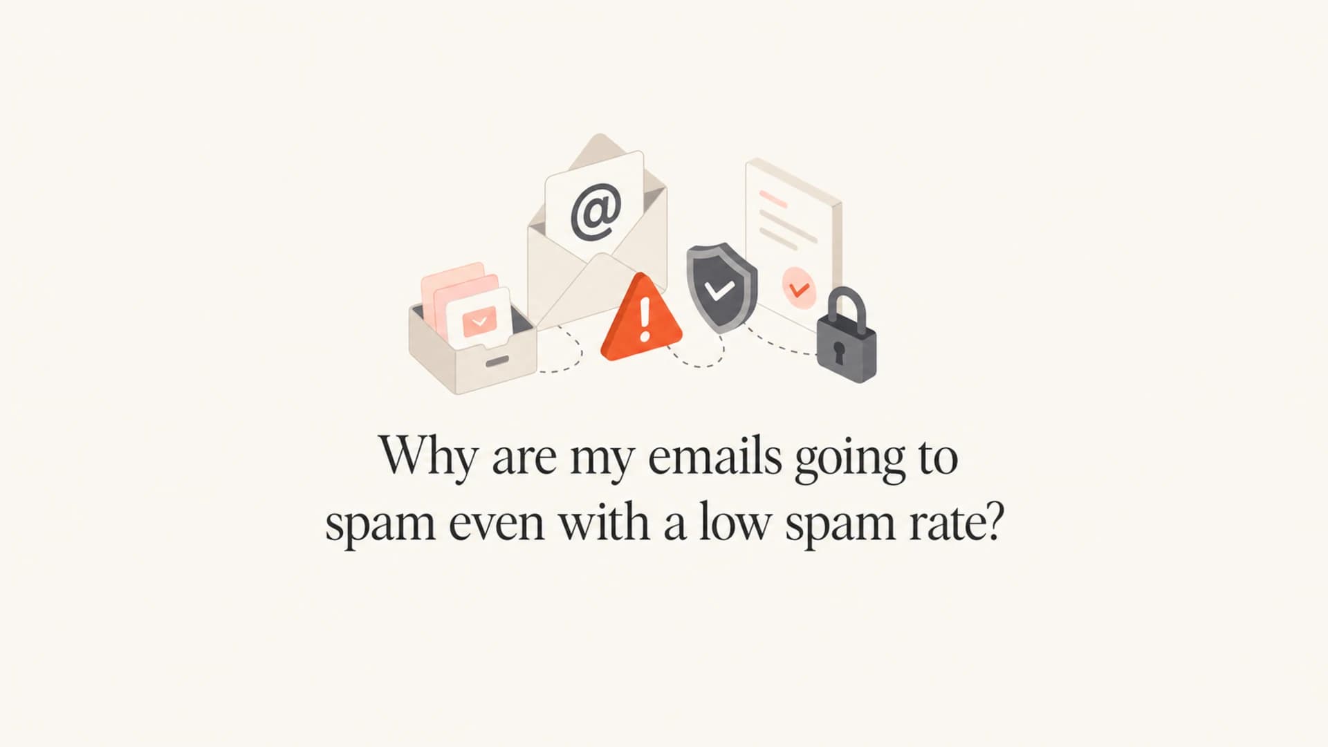 An editorial thumbnail showing email authentication and spam folder signals around the article title.