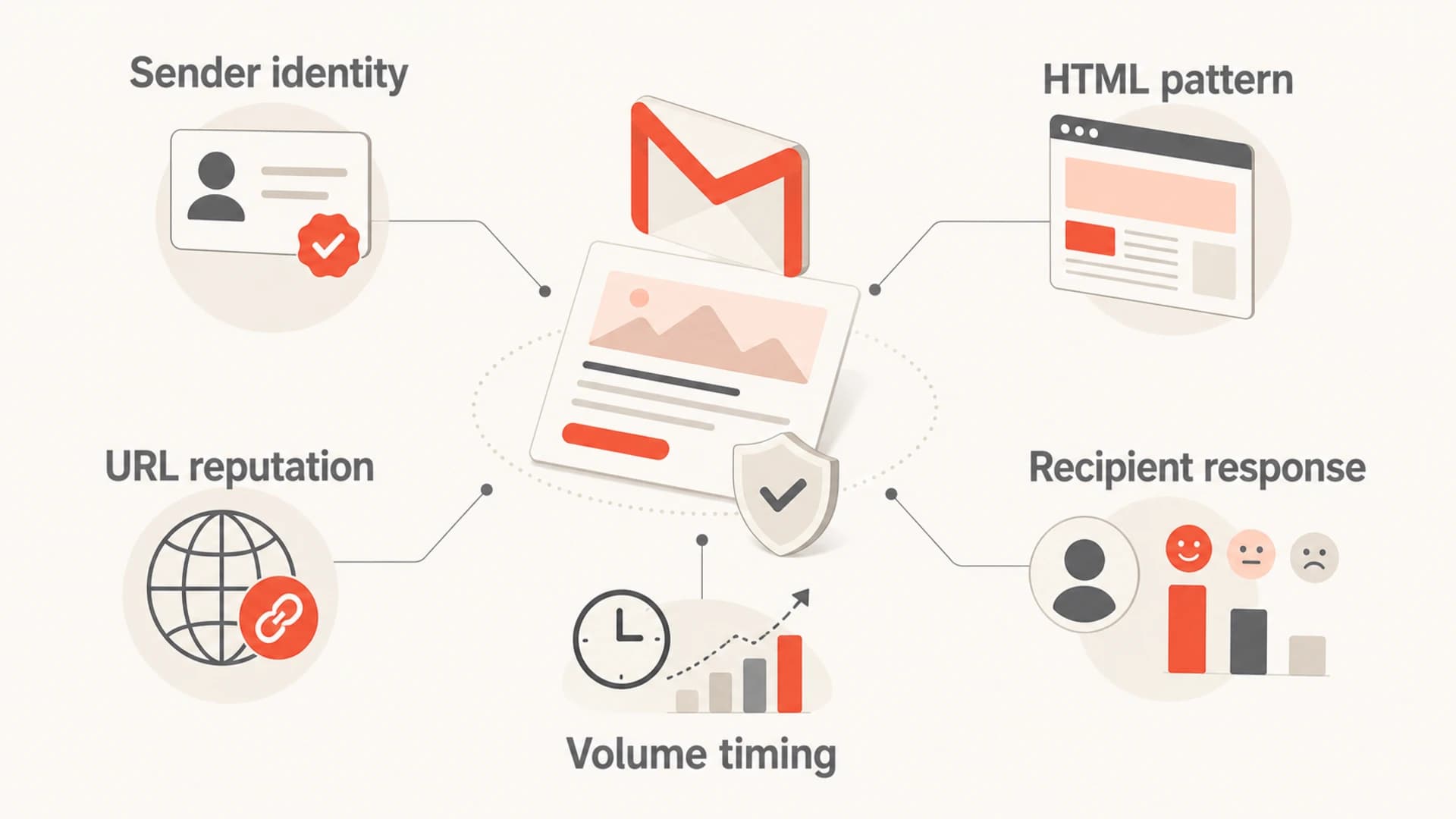 Five Gmail deliverability signals affected by a new email template.