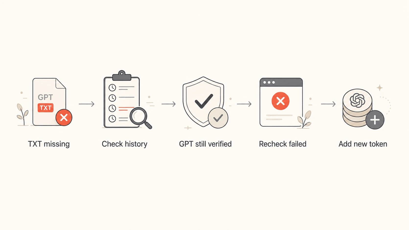 A simple recovery flow for a missing GPT TXT record.