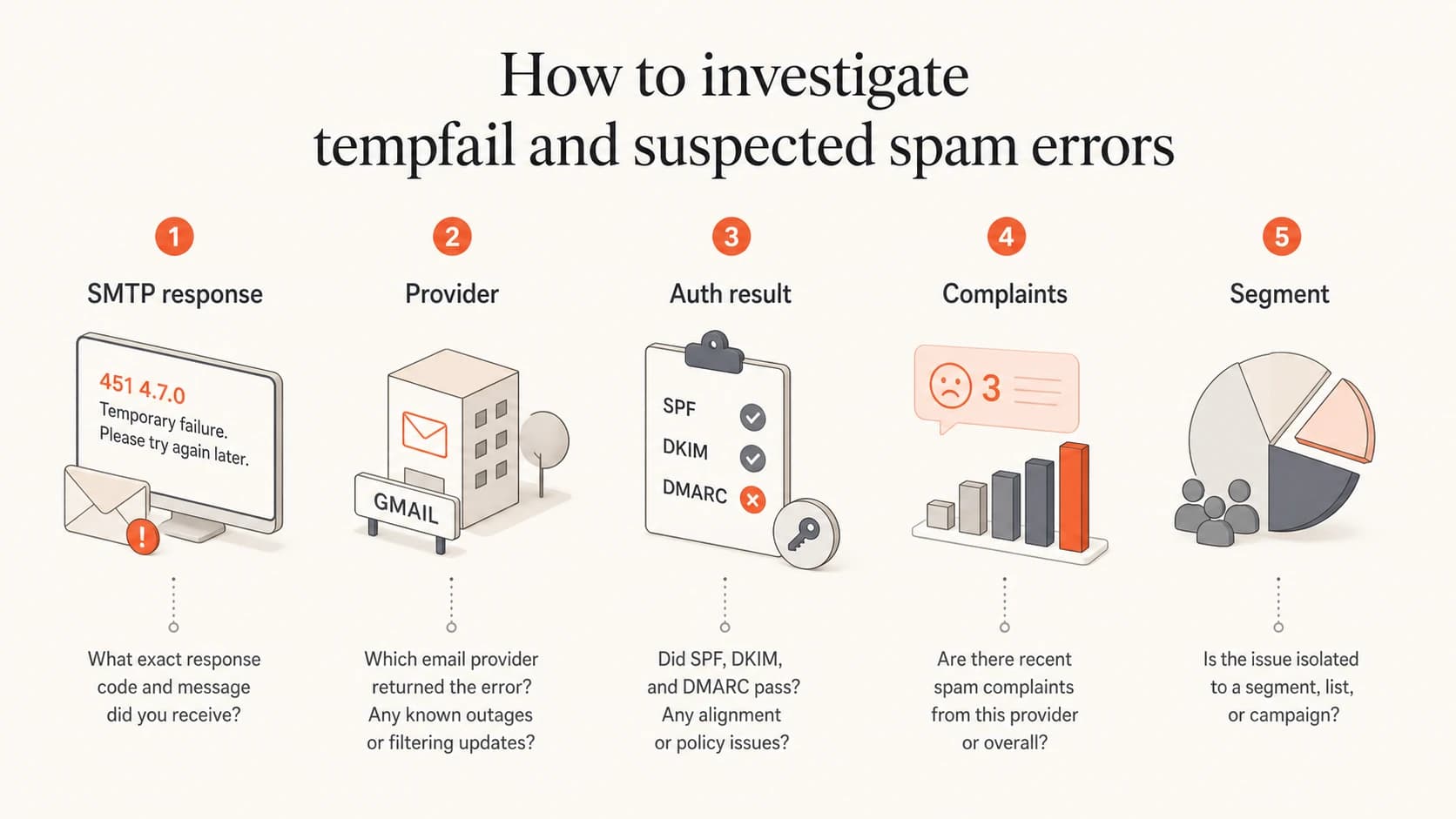 Infographic showing the main signals to check for tempfail errors.