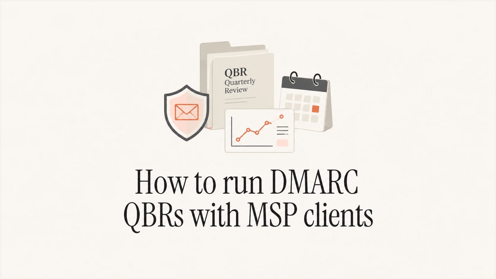 Quarterly DMARC review folder with an email shield and progress card