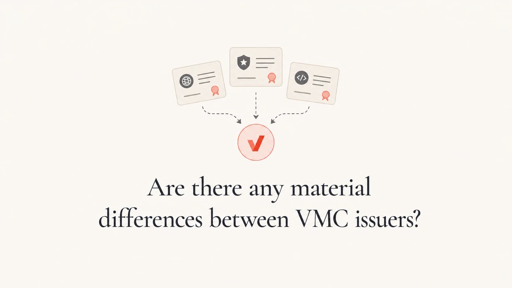 Three certificate tiles lead to one verified brand mark.