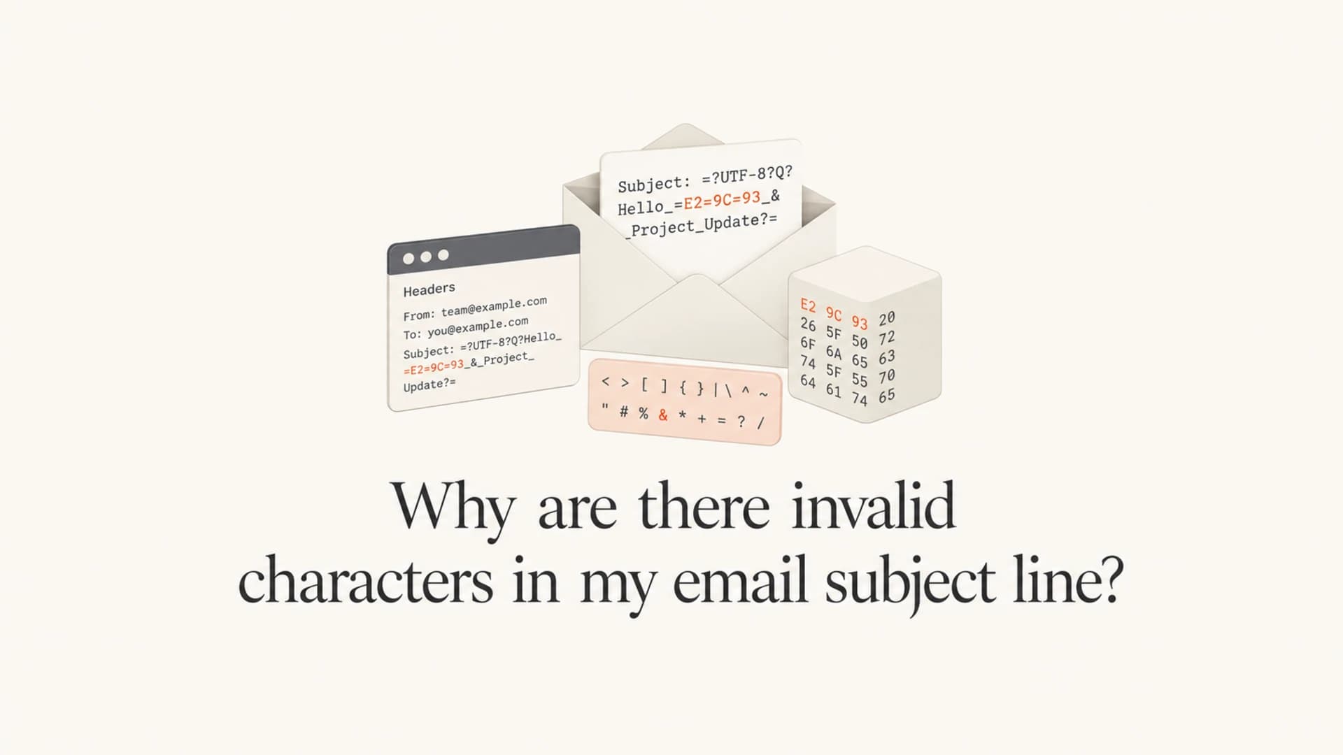 Email subject header with hidden encoding markers.