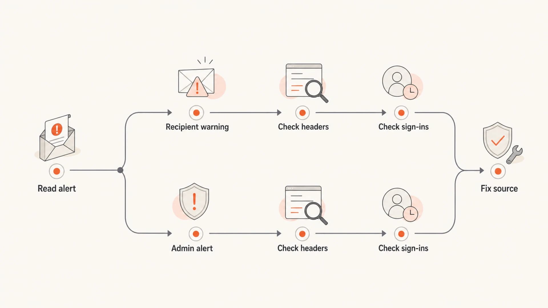 Decision flow for checking an Office 365 outside organization notification.