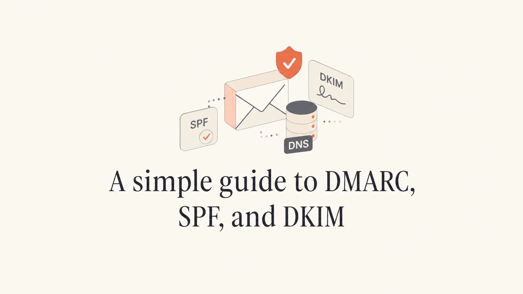 DMARC, SPF, and DKIM guide thumbnail with mail and DNS authentication objects.