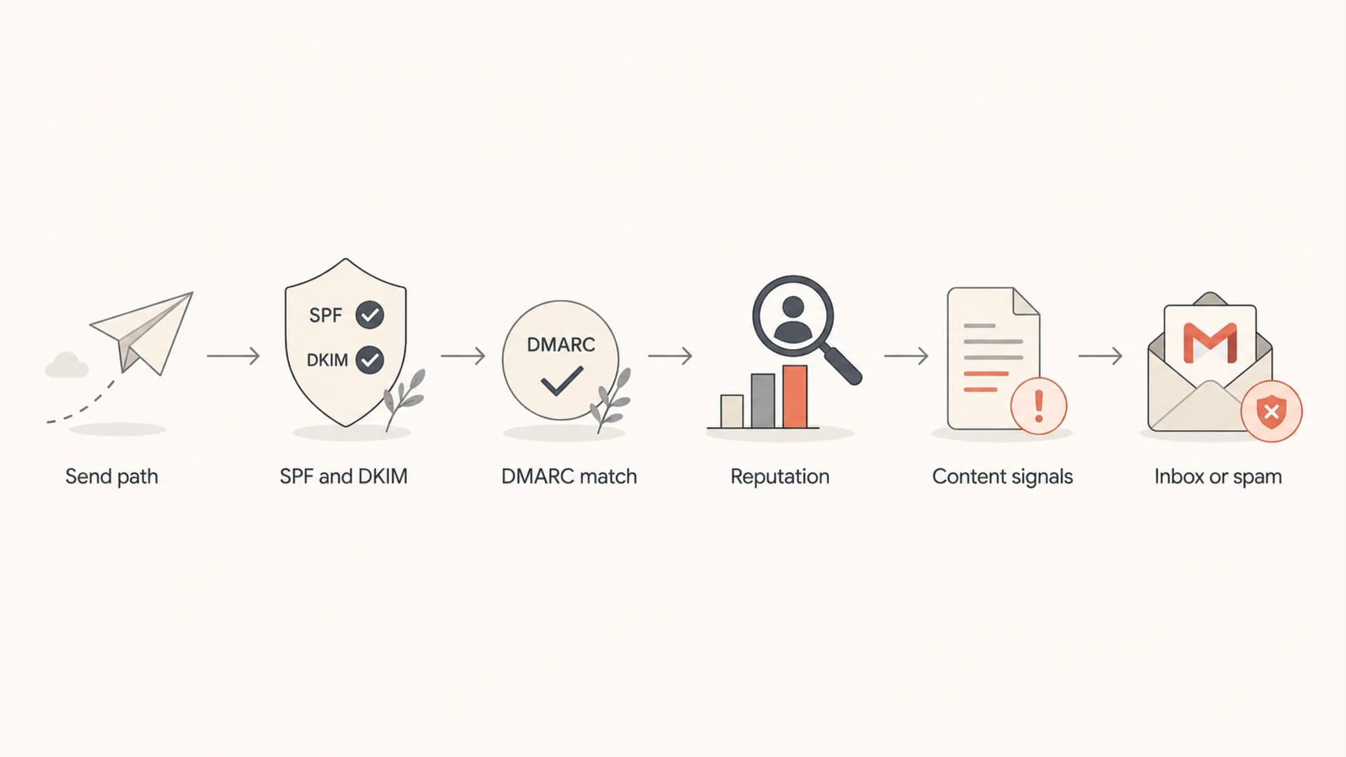 Flowchart showing how to triage Gmail spam placement.