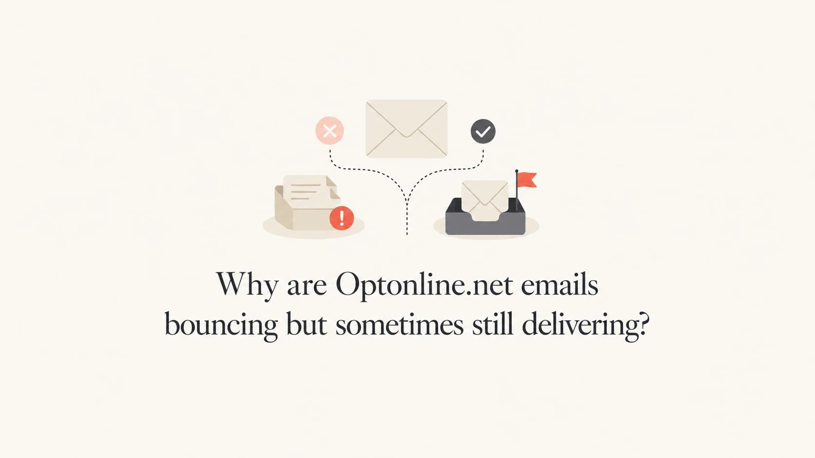 Optonline.net bounce and delivery paths shown as a split email flow.