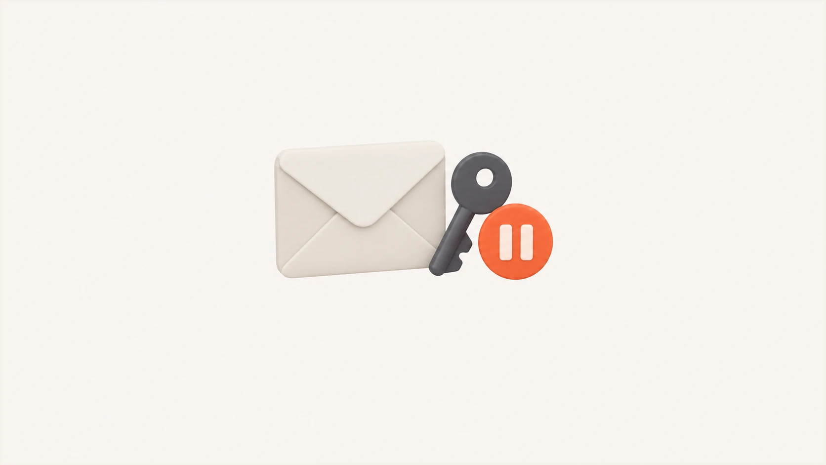 An envelope with a key and pause symbol for securing email access.