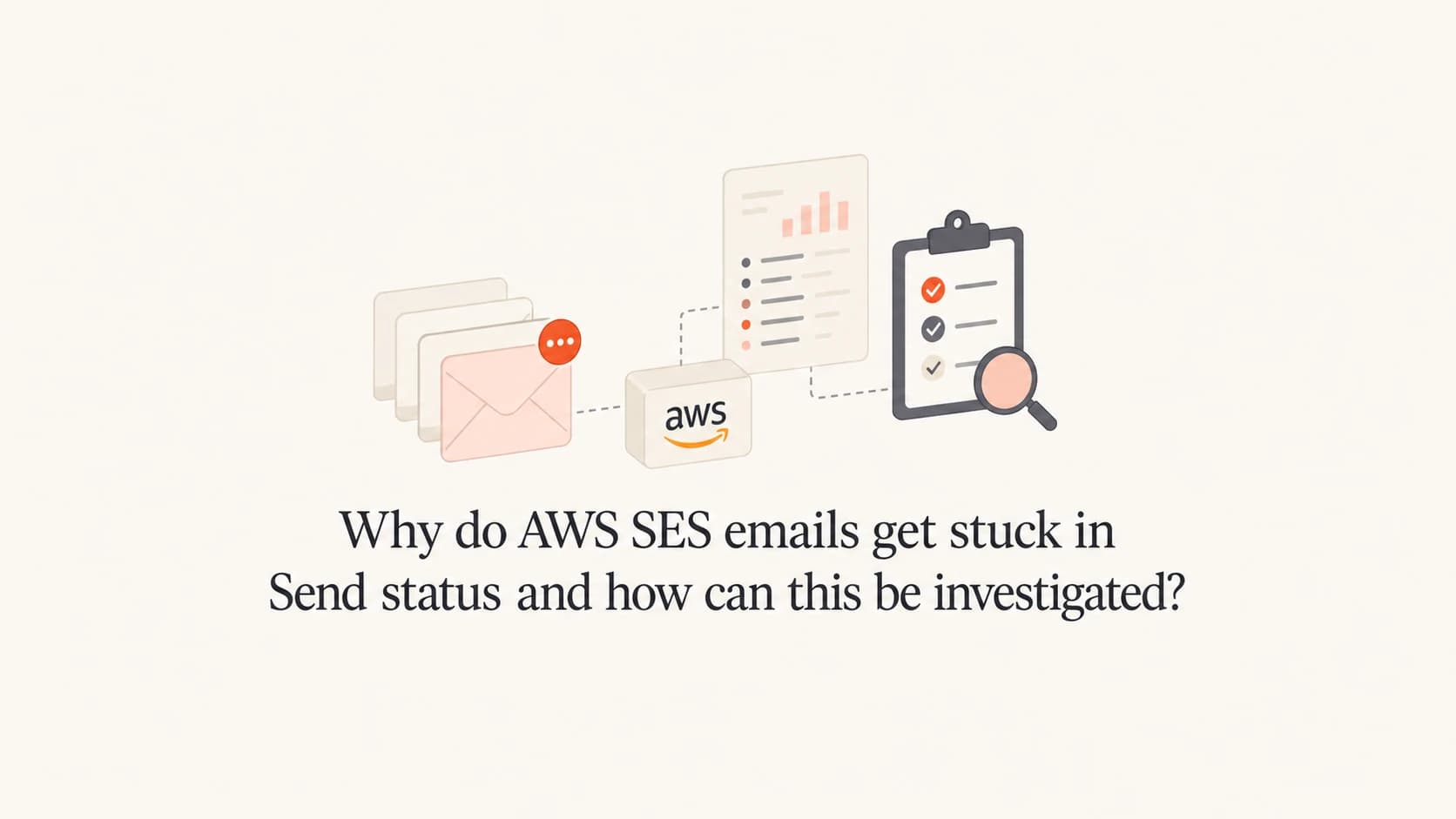 Editorial thumbnail showing AWS SES Send status investigation.