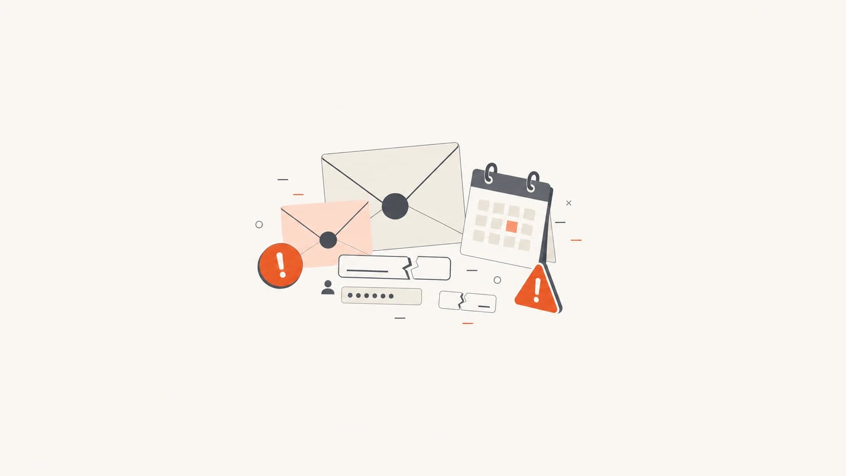Abstract email and calendar objects hint at strange spam aimed at marketers.